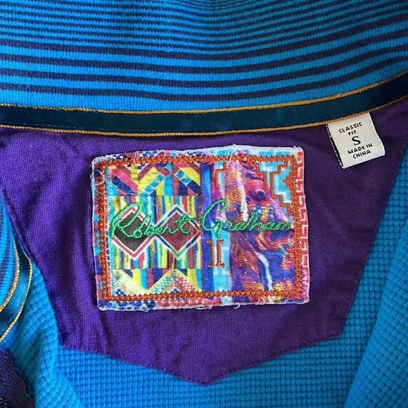 Robert Graham Pull Over Half Zip Long Sweater In Blue Size S - Picture 5 of 8